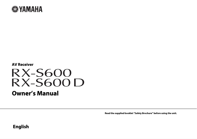 First page image of the manual for RX-S600
