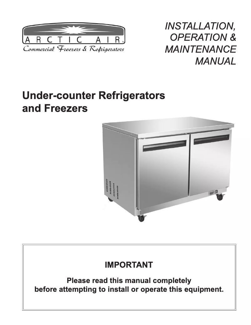 Page 1 of the manual User Manual Arctic Air AUC60F