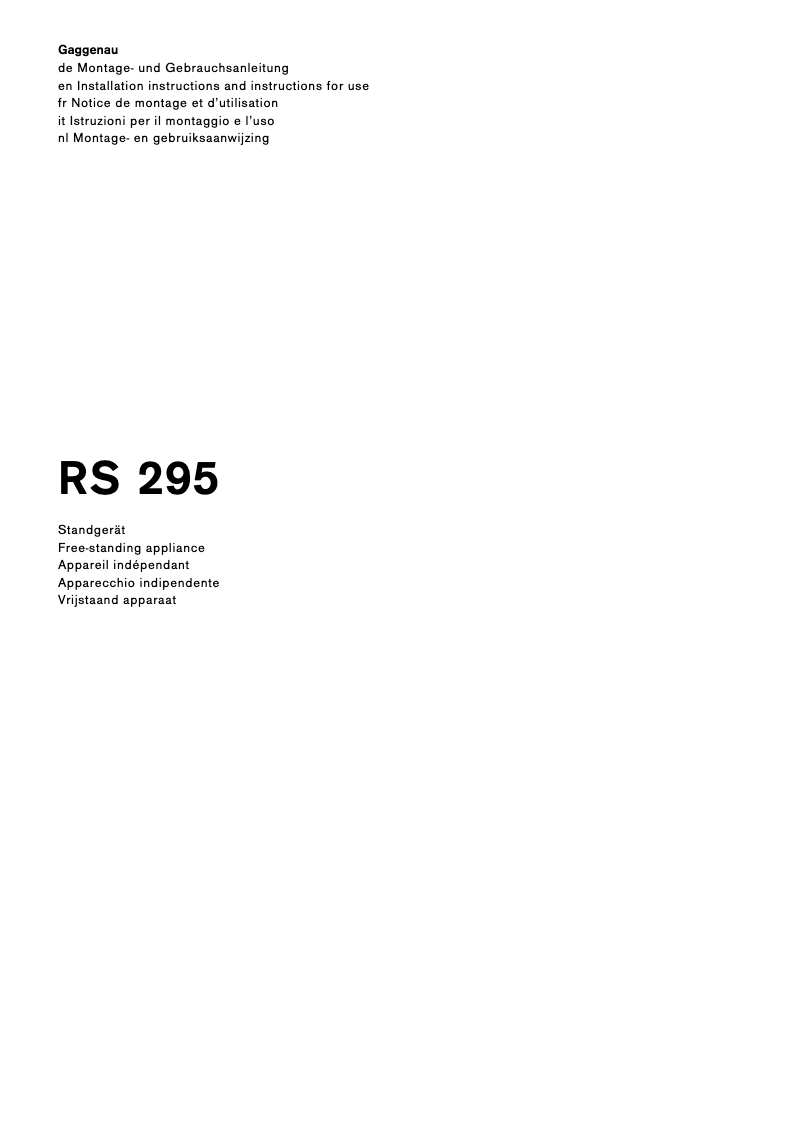 First page image of the manual for RS295355