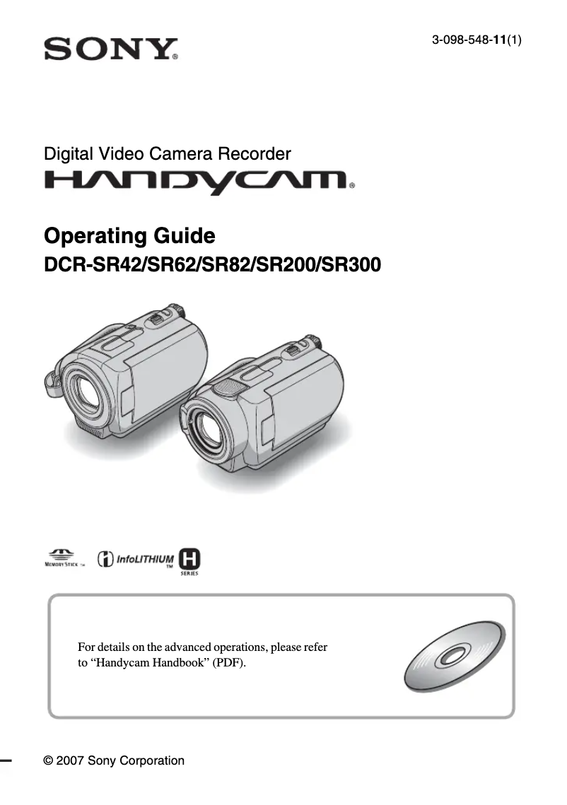 First page image of the manual for DCR-SR42A