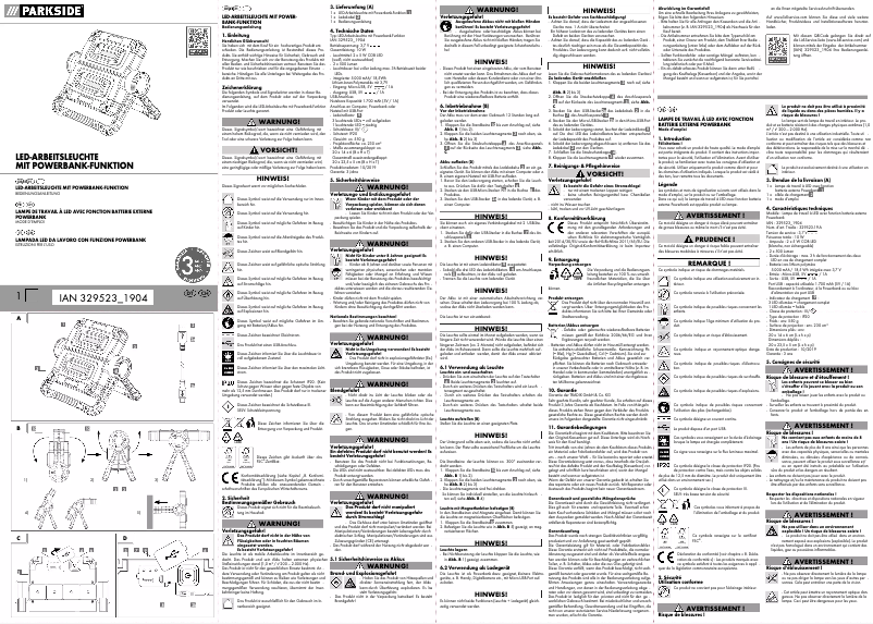 Page 1 of the manual User Manual Parkside IAN 329523