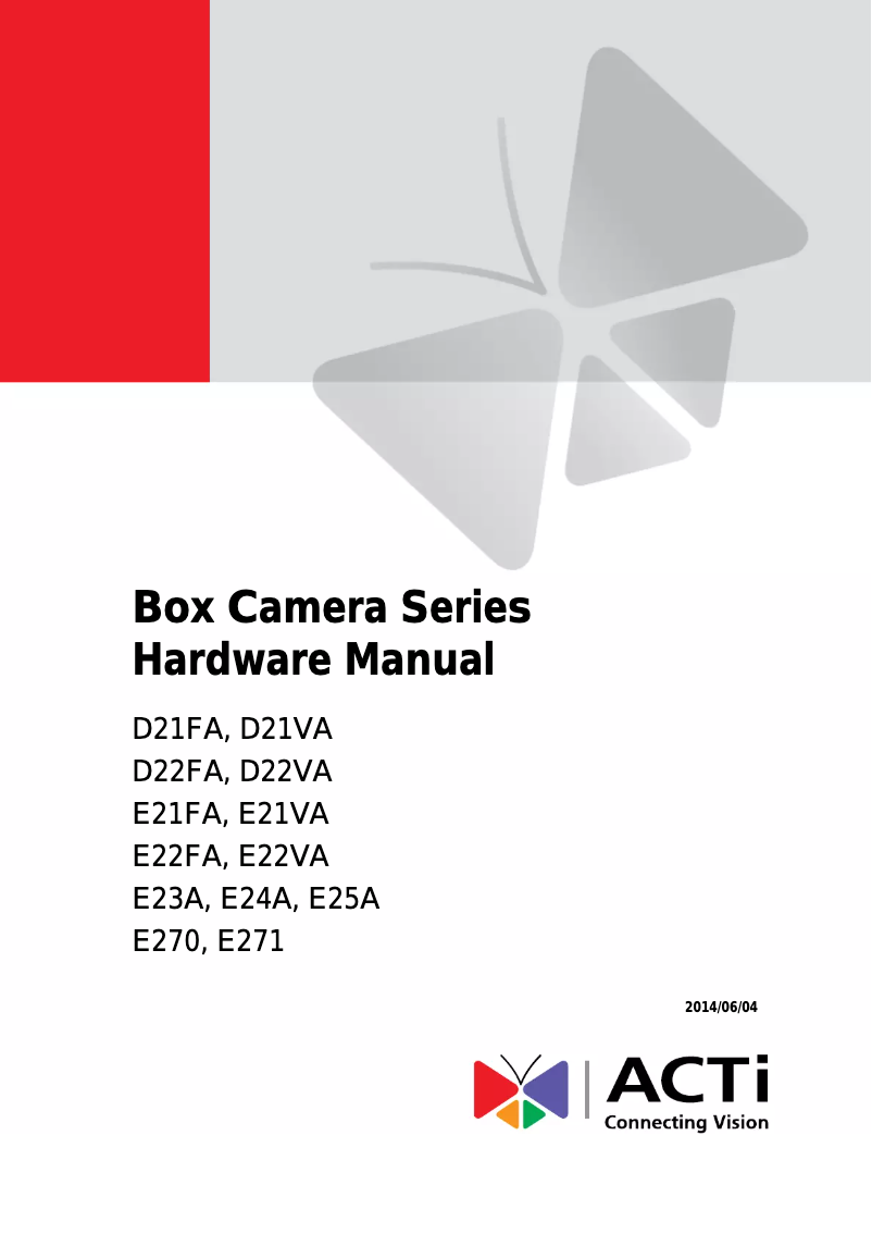 Page 1 of the manual User Manual ACTi E21VA