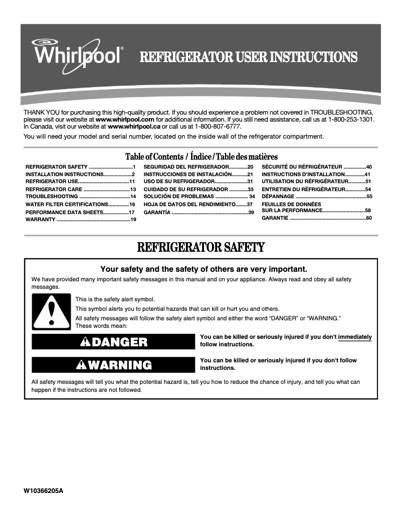 Page 1 of the manual User Manual Whirlpool GB9FHDXWB