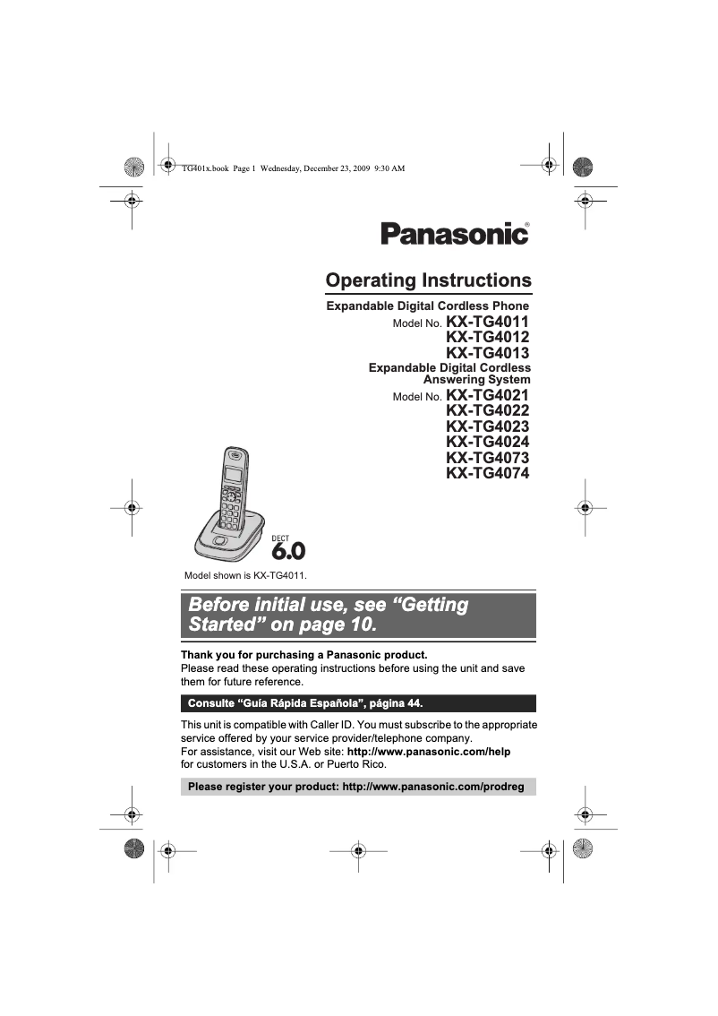 Page 1 of the manual User Manual Panasonic KX-TG4021