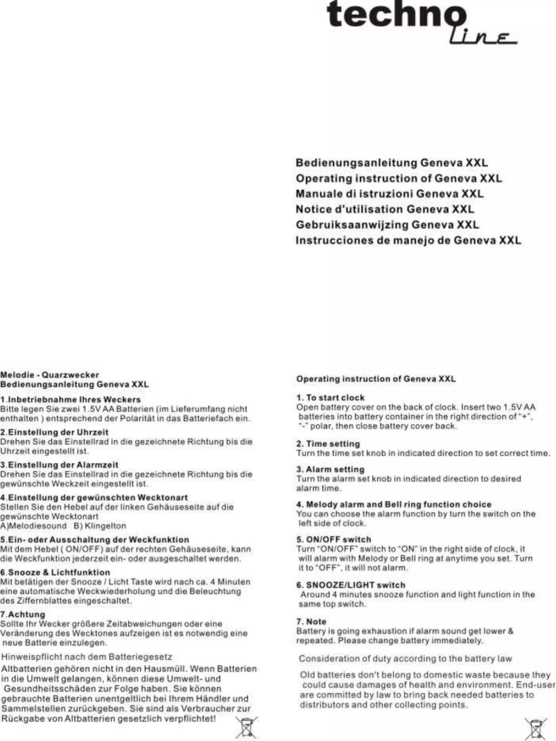 First page image of the manual for Geneva XXL