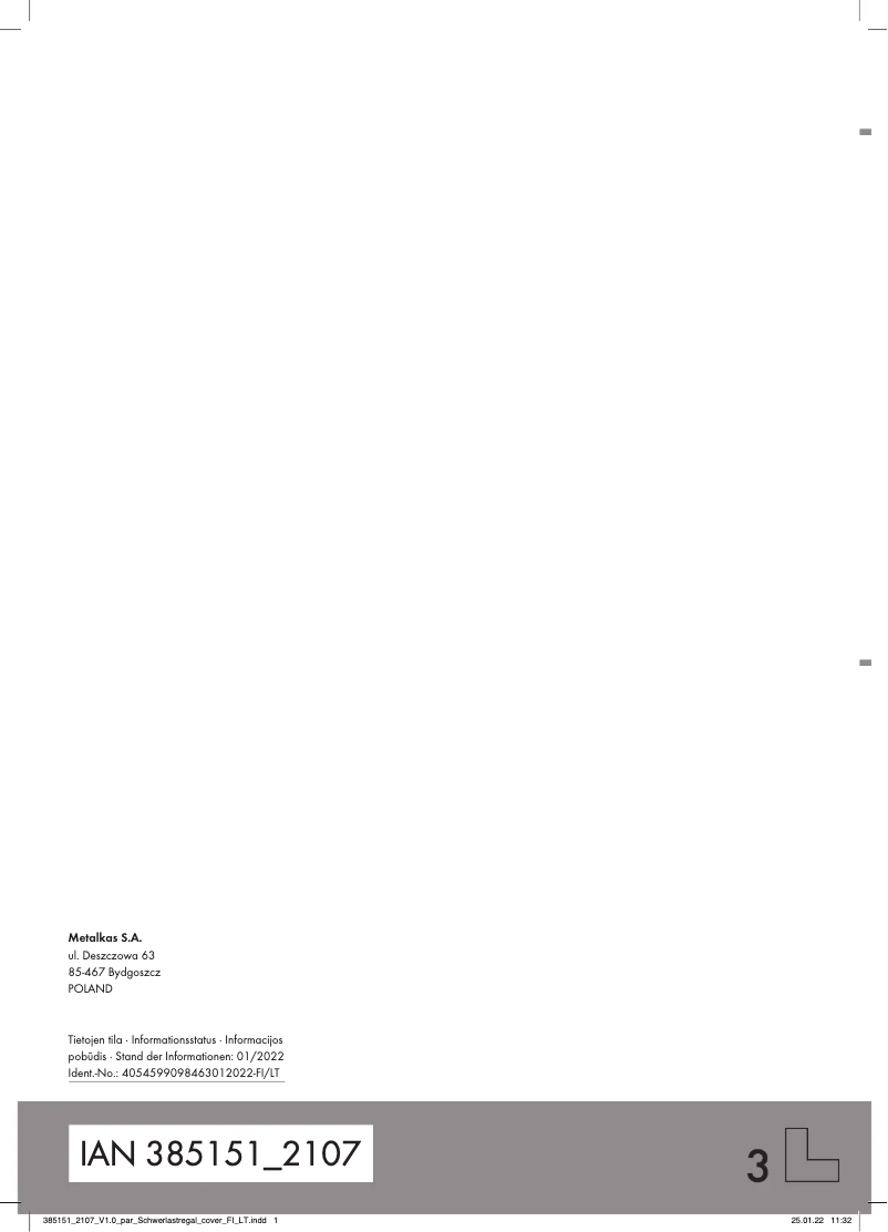 Page 1 of the manual User Manual Parkside IAN 385151