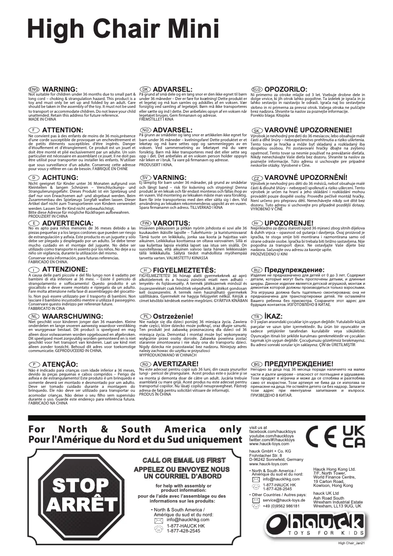 Page 1 of the manual User Manual Hauck High Chair Mini