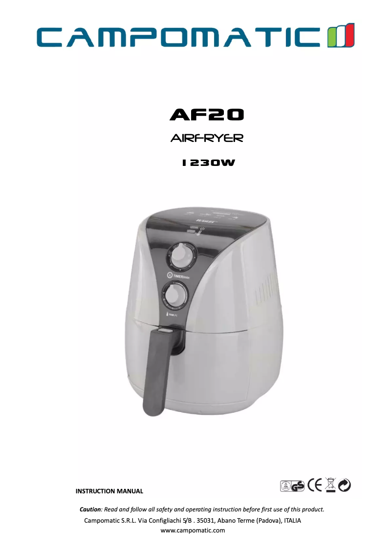 First page image of the manual for AF20W