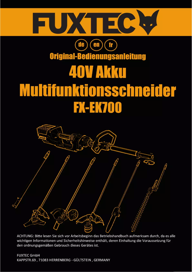 First page image of the manual for FX-EK700
