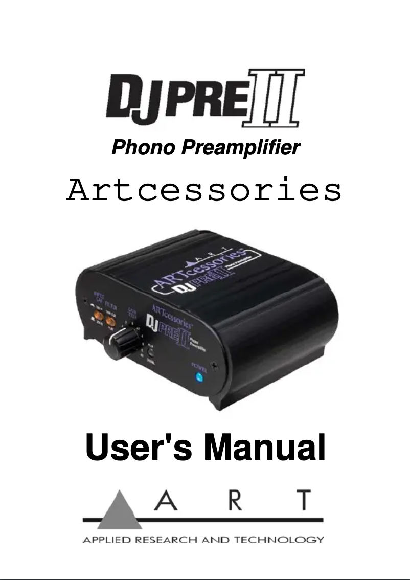 Page 1 of the manual User Manual ART DJ Pre II