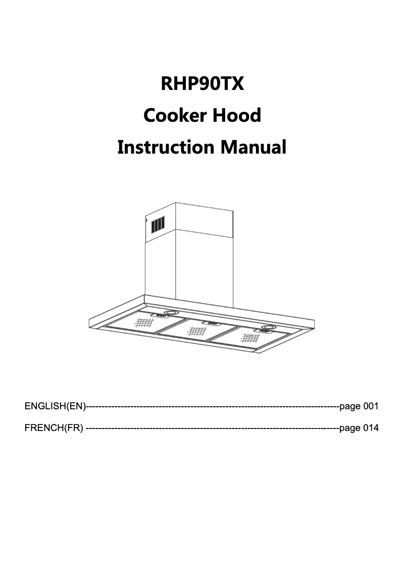 First page image of the manual for RHP90TX