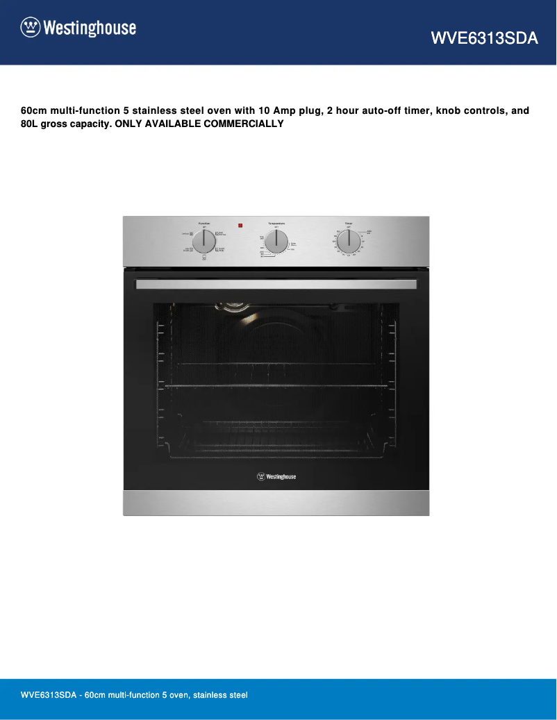 First page image of the manual for WVE6313SDA