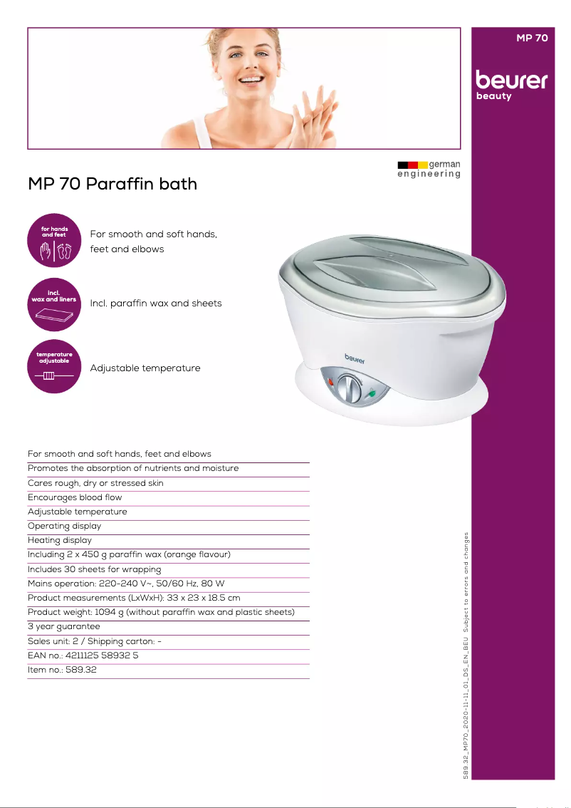 First page image of the manual for MP 70