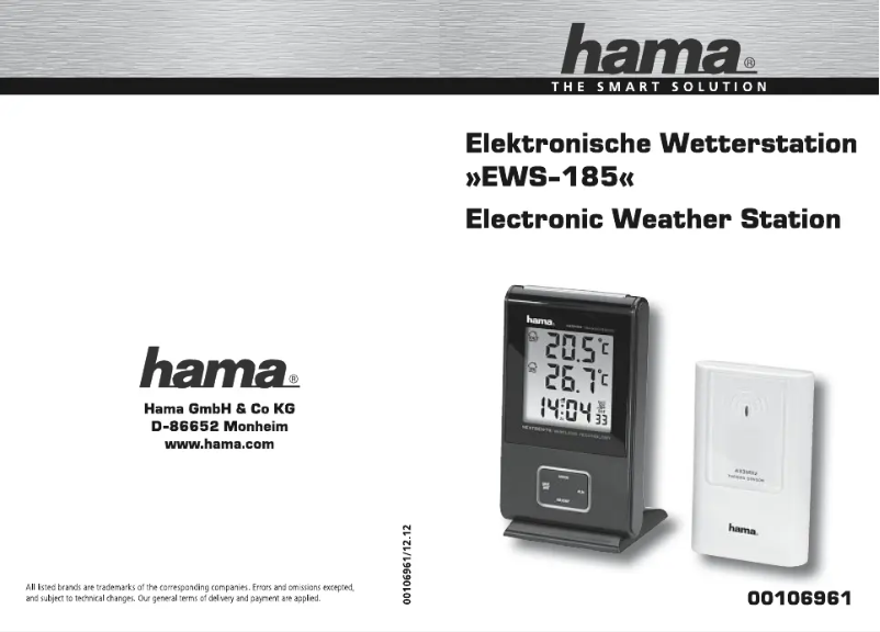 Page 1 de la notice Manuel utilisateur Hama EWS-185