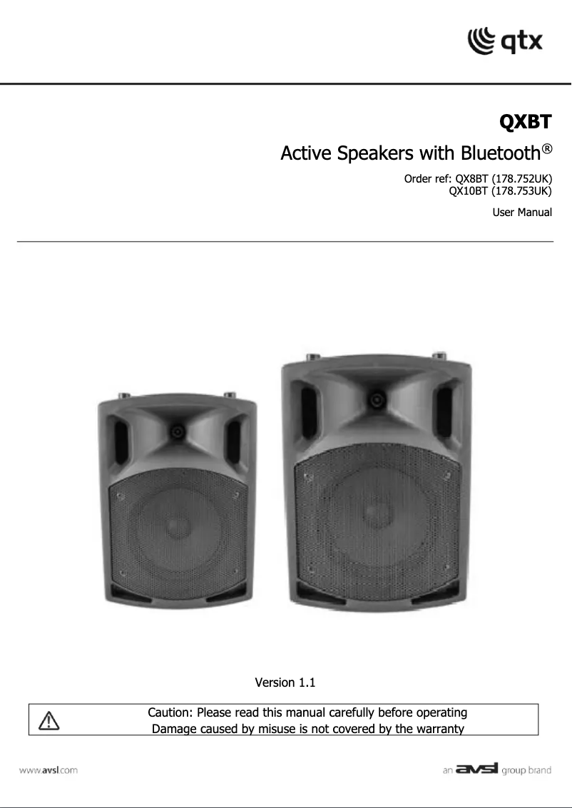 First page image of the manual for QX8BT