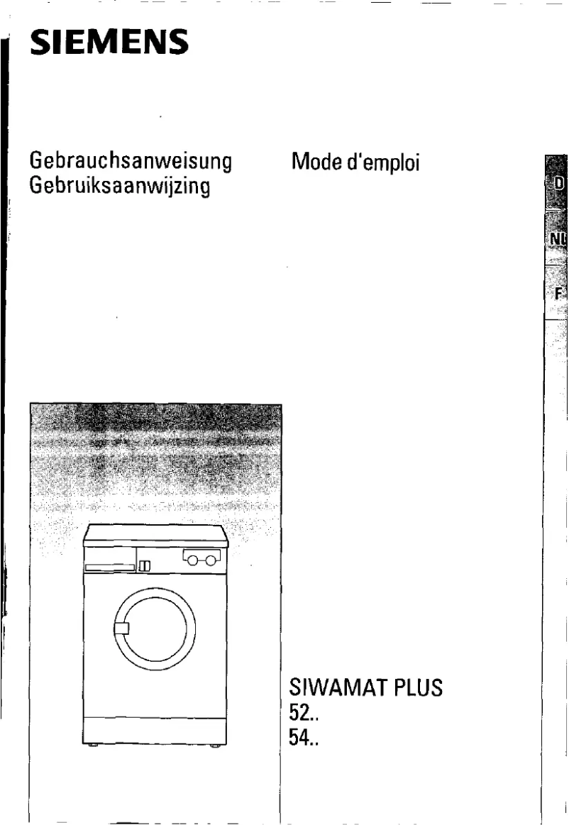 Page 1 of the manual User Manual Siemens WD52430