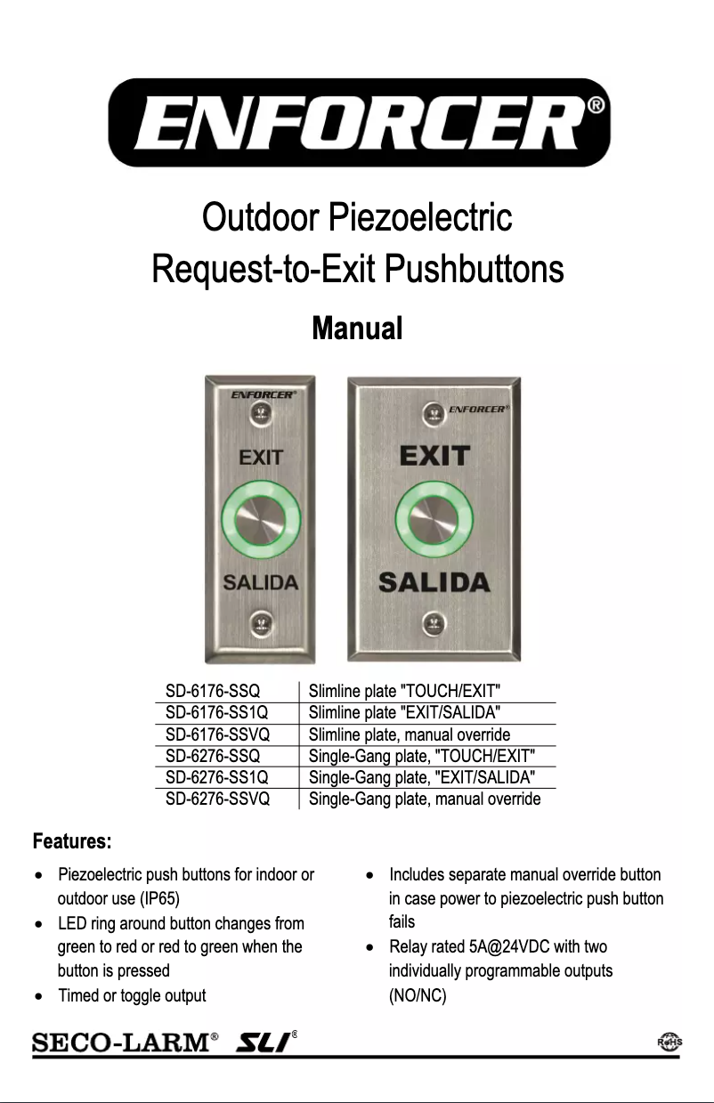 Page 1 of the manual User Manual Seco-Larm SD-6276-SSVQ