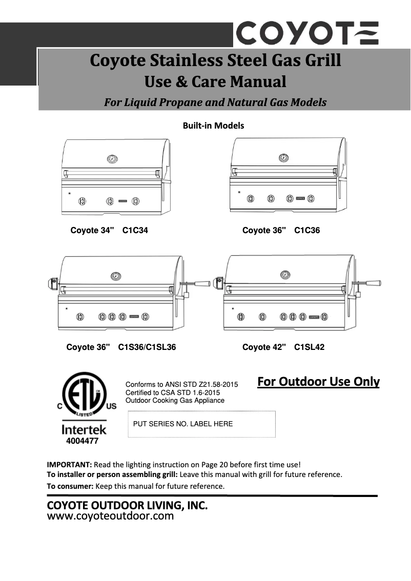 Page 1 of the manual User Manual Coyote C1C28NG