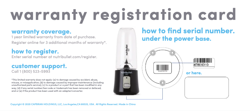 Page 1 of the manual Warranty Information NutriBullet Go
