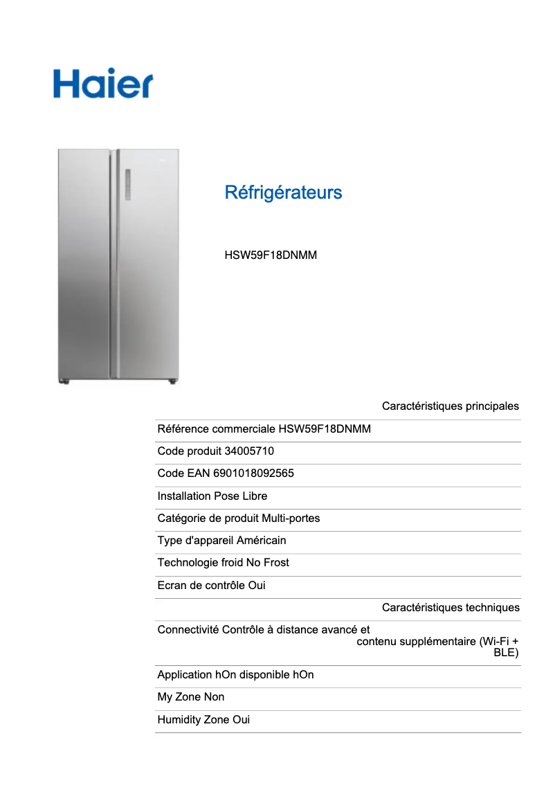 Page 1 of the manual Energy Label Haier HSW59F18DNMM