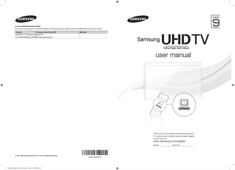 Page 1 of the manual User Manual Samsung UE65F9000ST