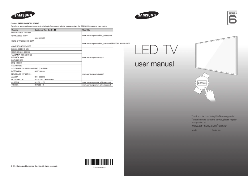 First page image of the manual for UA55H6800AW