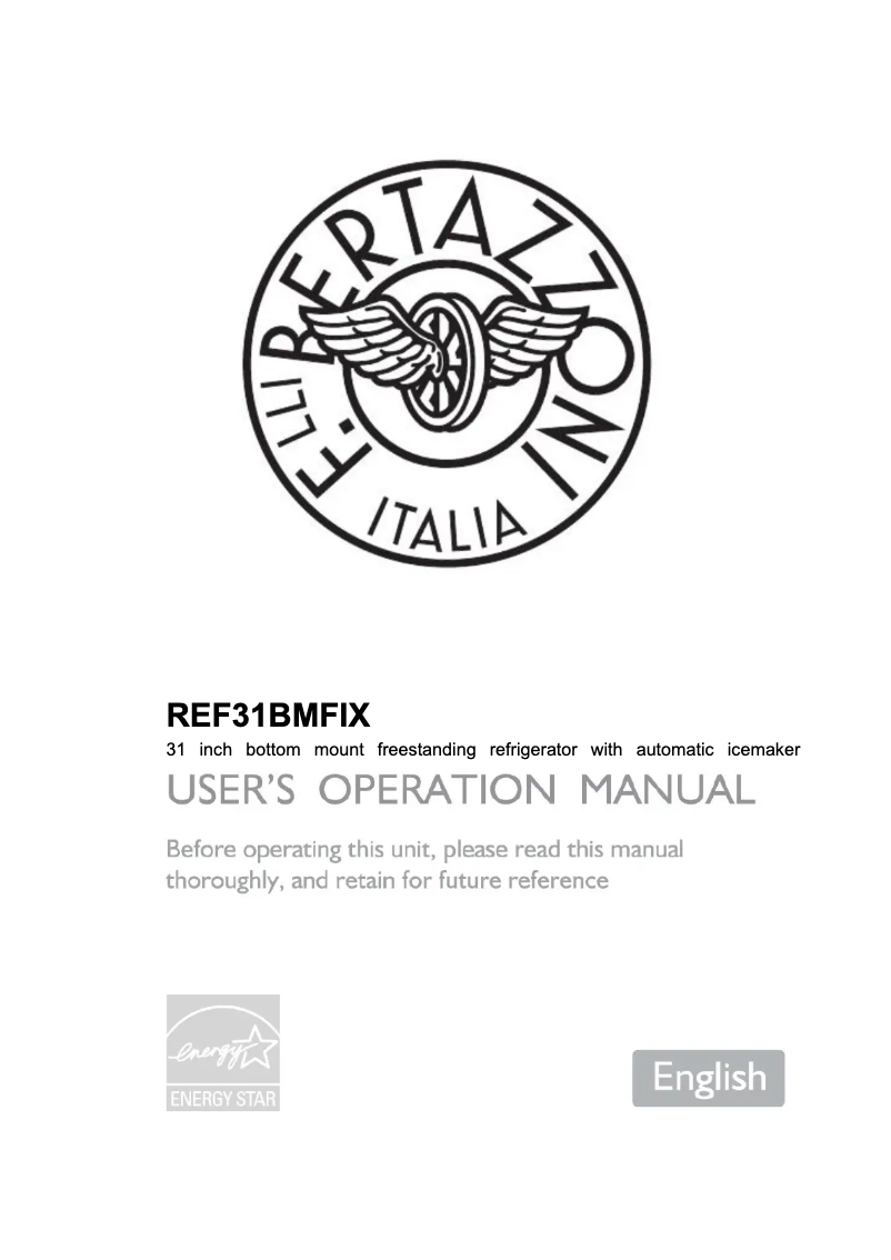 First page image of the manual for REF31BMFIX