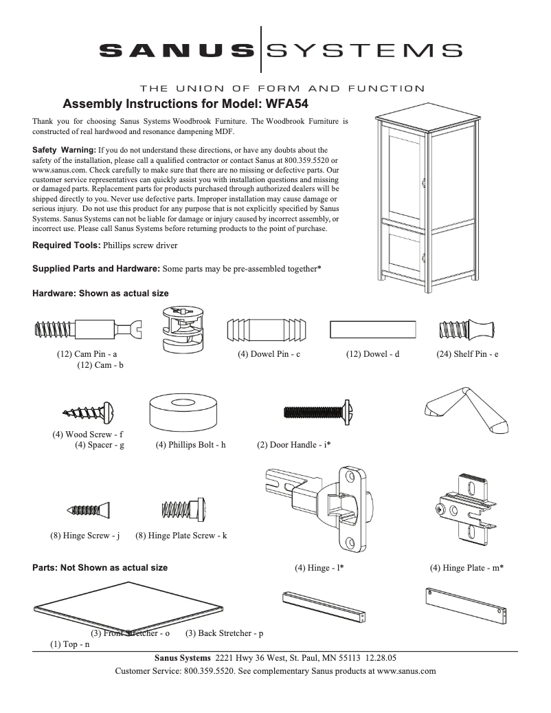 First page image of the manual for WFA54