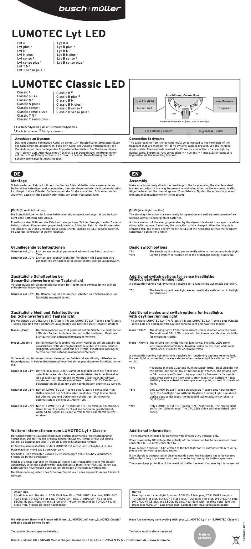 First page image of the manual for LYT