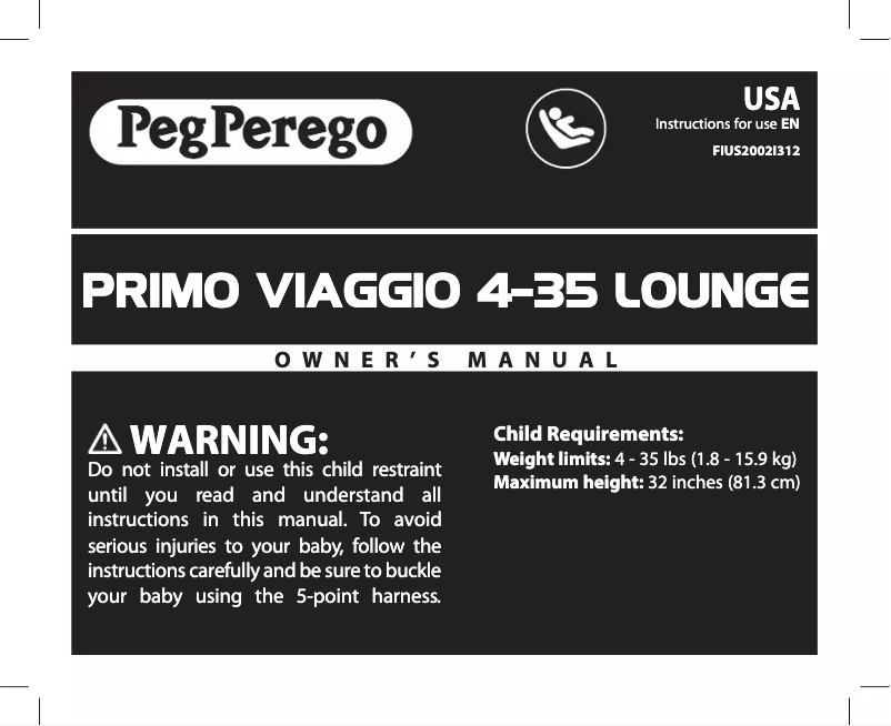 Page 1 of the manual User Manual Peg Perego Primo Viaggio 4-35 Lounge