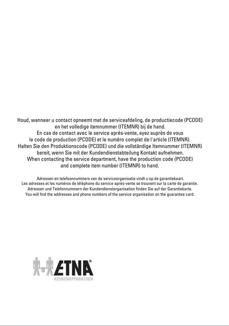 Page 1 of the manual User Manual Etna EKV1751