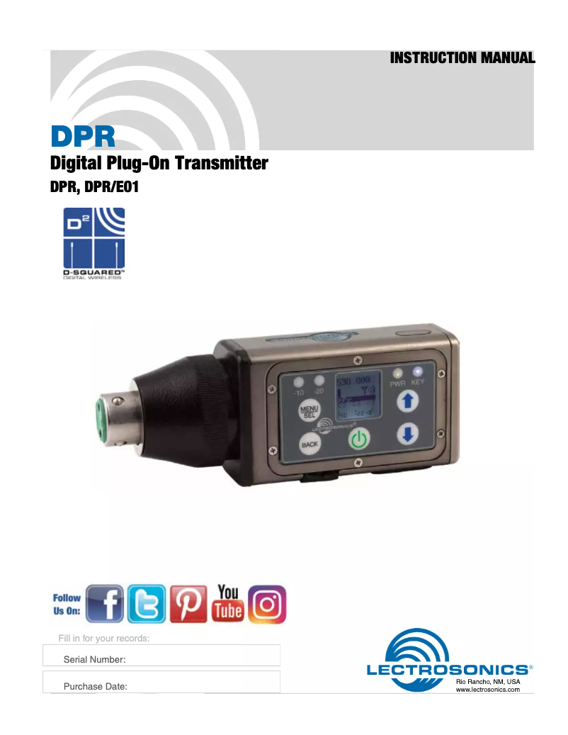 Page 1 of the manual User Manual Lectrosonics DPR