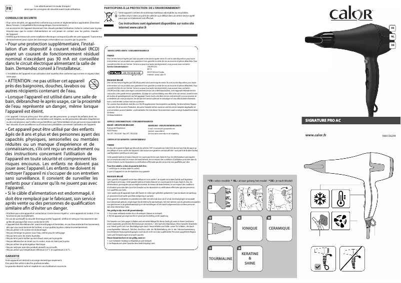 Page 1 de la notice Manuel utilisateur Calor CV7852C0