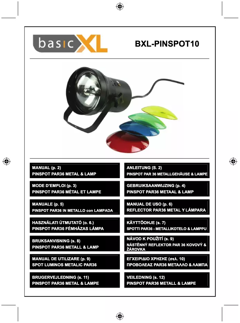 Page 1 of the manual User Manual basicXL BXL-PINSPOT10