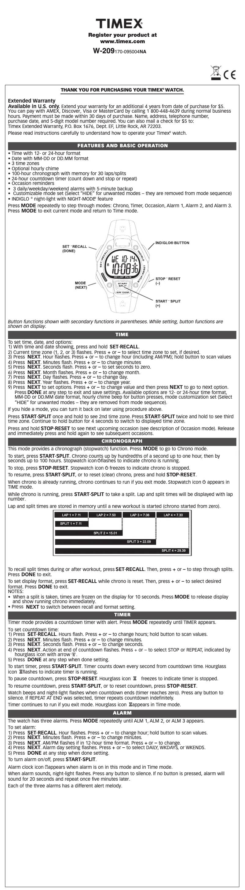 Page 1 of the manual User Manual Timex T5K757