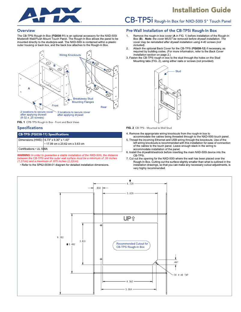First page image of the manual for CB-TP5ib