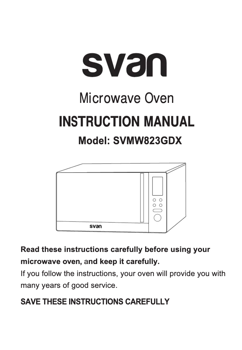 First page image of the manual for SVMW823GDX