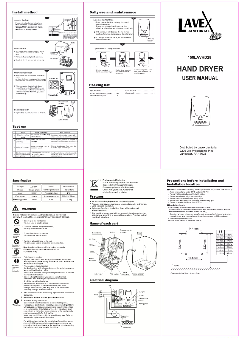 Page 1 of the manual User Manual Lavex Janitorial 158LAVHD28