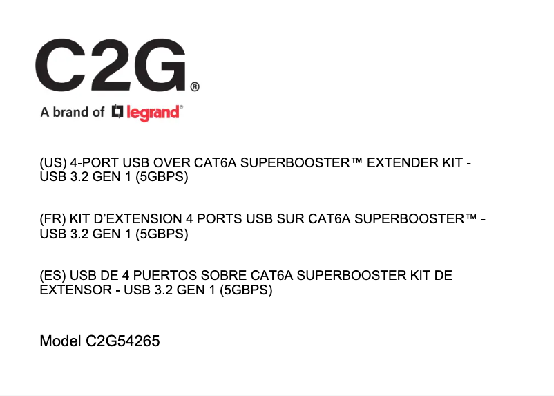 Page 1 of the manual User Manual C2G C2G54265