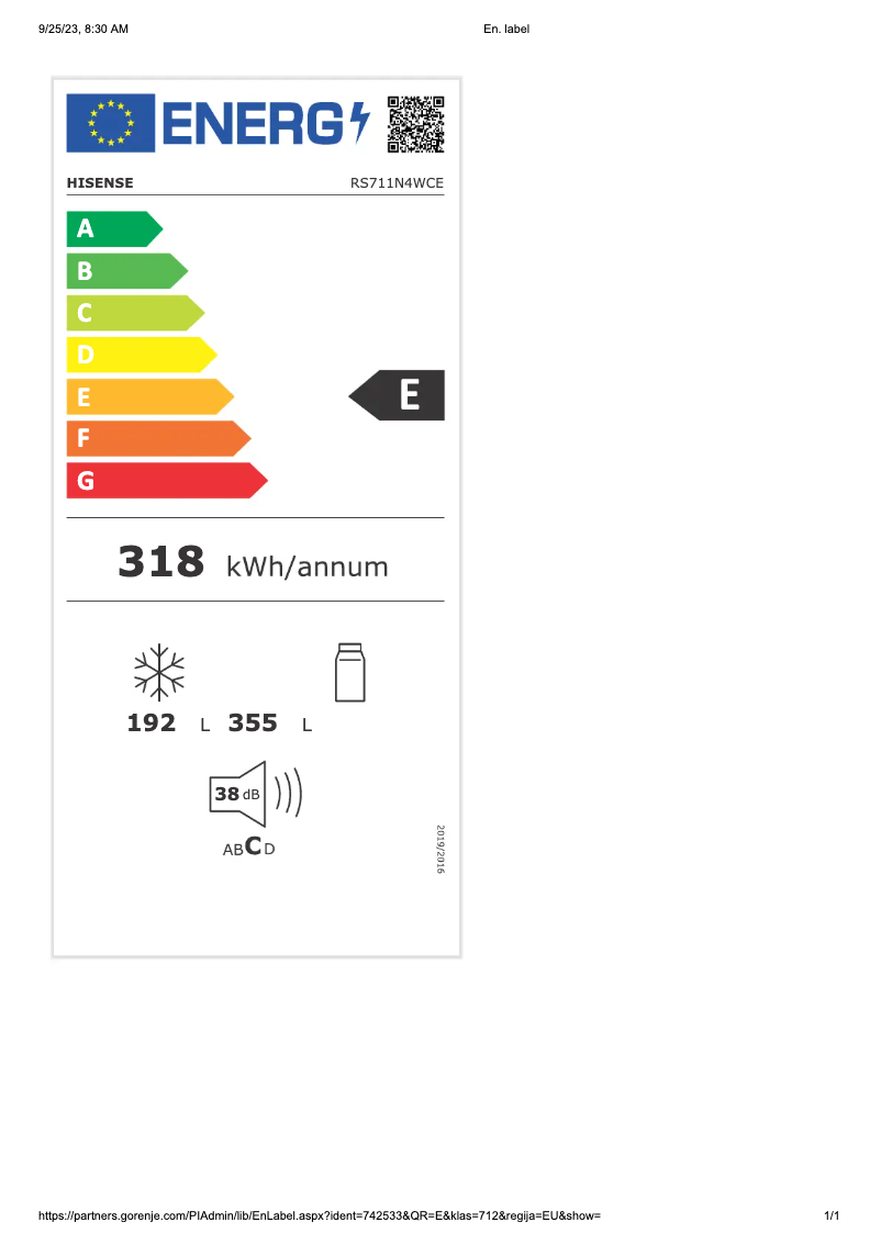 First page image of the manual for RS711N4WCE