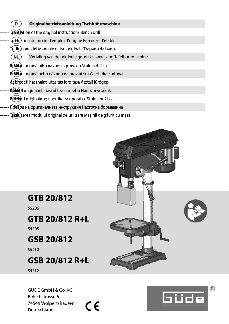 First page image of the manual for GSB 20/812 R+L