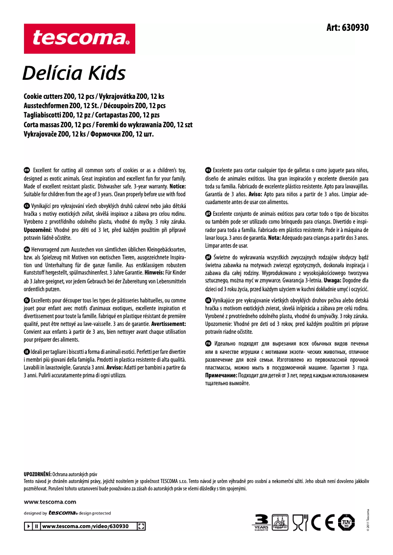 Page 1 of the manual User Manual Tescoma 630930