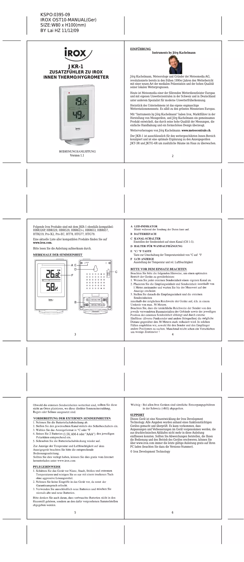 First page image of the manual for JKR-1