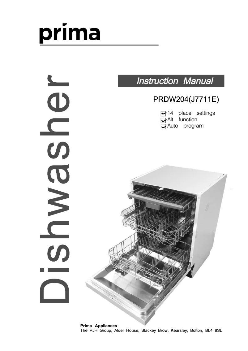 First page image of the manual for PRDW204