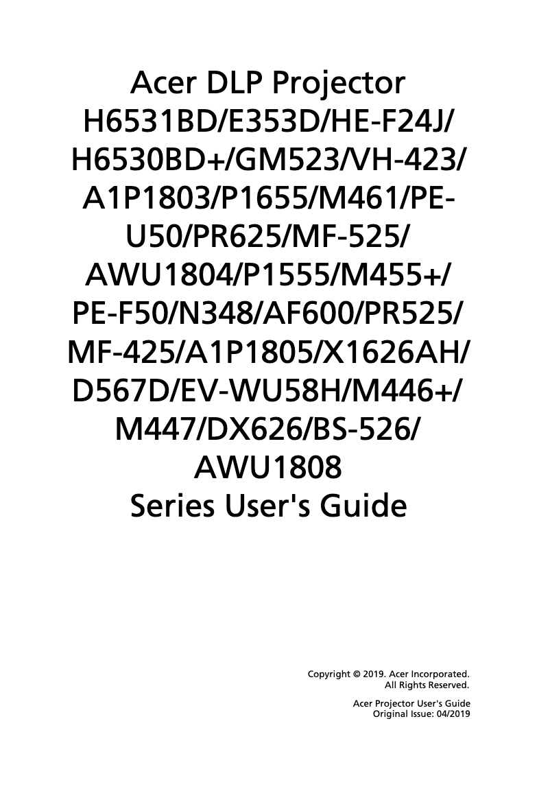 First page image of the manual for H6530BD plus