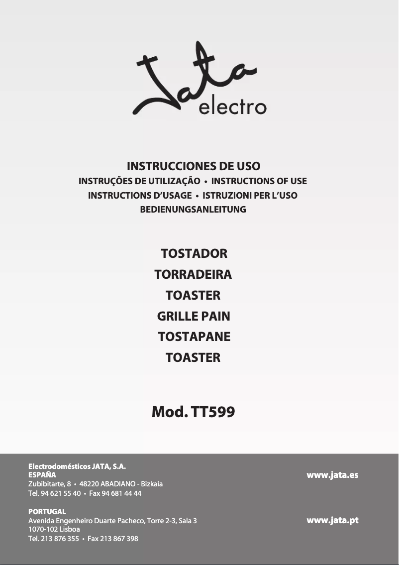 Page 1 of the manual User Manual Jata TT599