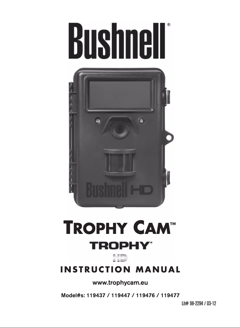 Page 1 de la notice Manuel utilisateur Bushnell Trophy Cam 119477