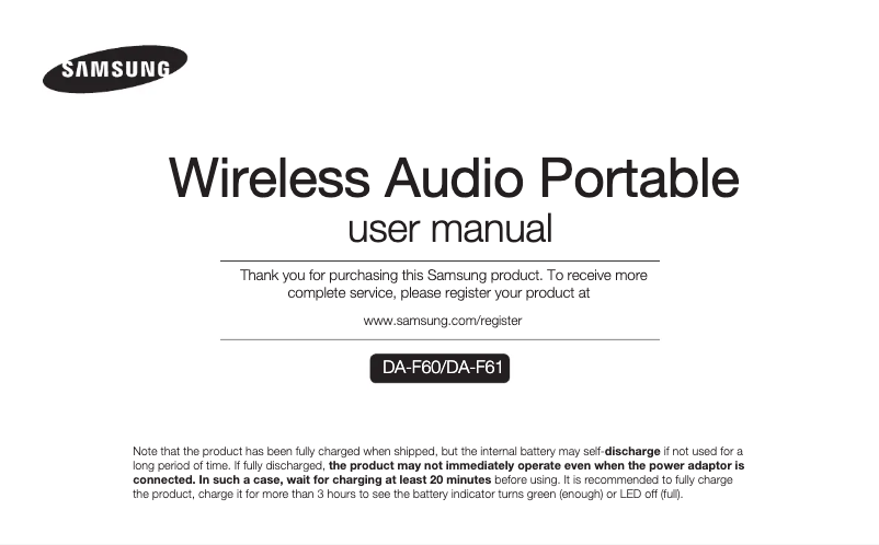 First page image of the manual for DA-F60
