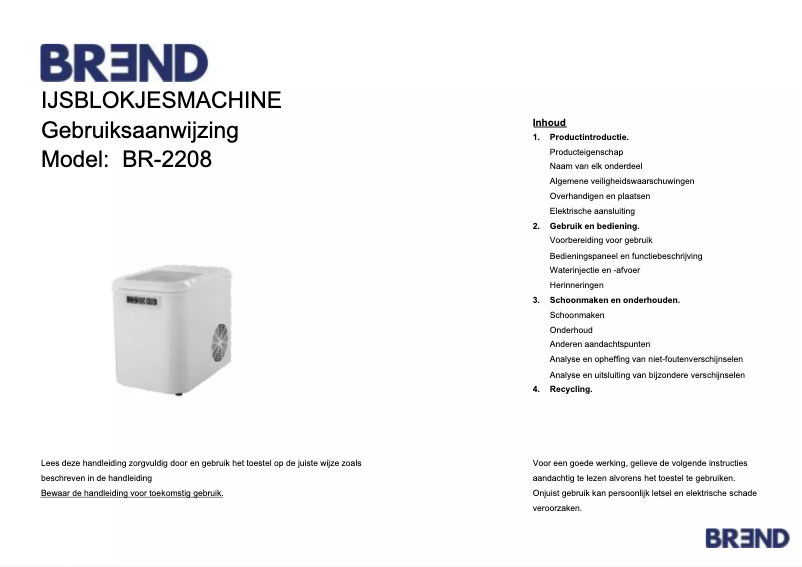 First page image of the manual for BR-2208