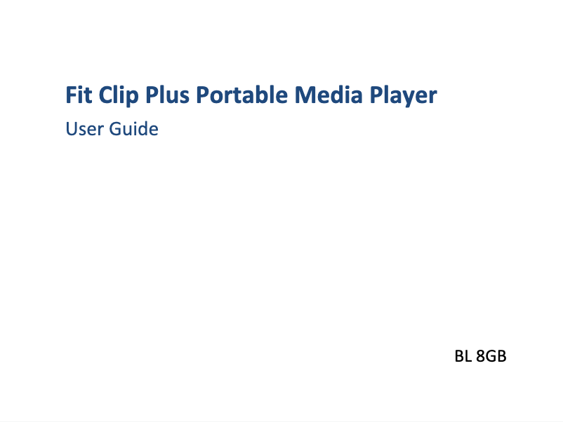 First page image of the manual for Fit Clip Plus